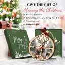 4 x Hunting Christmas Ornament 2025 - Deer Hunting Ornament for Christmas Tree - Deer Gifts for Hunters, Dad, Husband, Brother - Two-Layer Wooden Ornament Hanging Decoration, Outdoor Gift Ideas