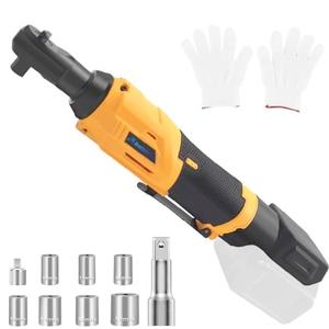 Cordless Ratchet Wrench 3/8" for Dewalt 20V Battery,75 ft-lbs Electric Wrench with 1/2"&1/4" Adapters,3" Extension Bar Replace for DCF510B(Not Battery Included)