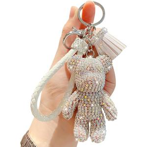 BONICI Creative Cool Diamond Bear Design Pendant Keychain Key-Chains Keyrings (White)