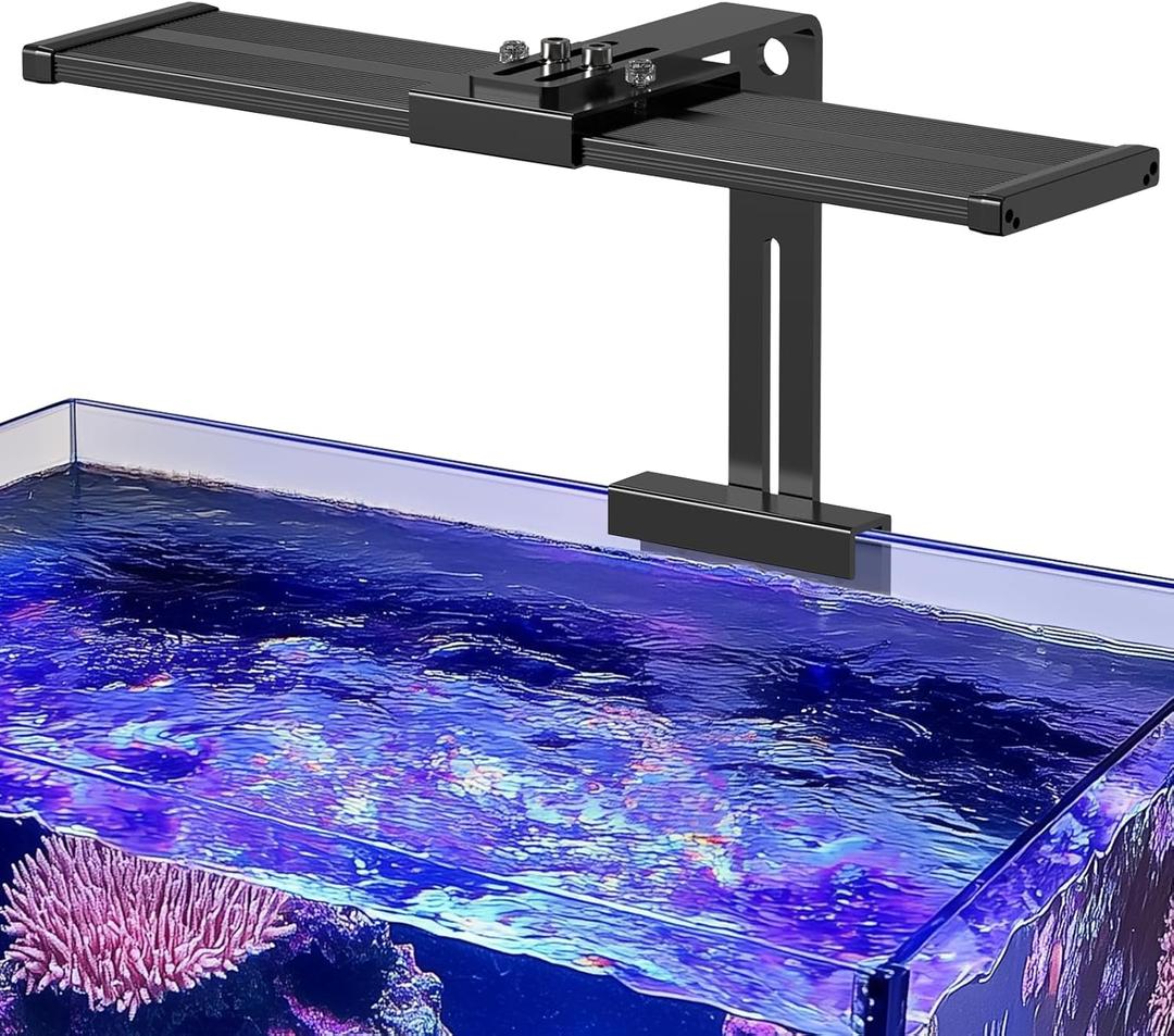 hygger LED Saltwater Aquarium Light, 24/7 Mode Nano Tank Reef Light for Coral, Refugium Light with White, Blue, U-V LEDs Dimmer Timer Moonlight Mounting Bracket 2 Metal Legs 21'' Long 35W