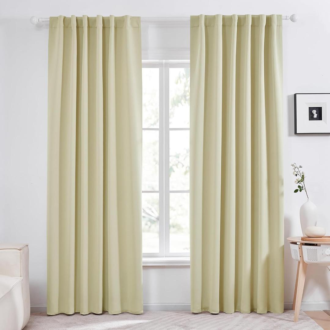 Deconovo Blackout Curtains  Room Darkening, Noise-Reducing, Thermal Insulated  Energy-Efficient Window Treatment for Bedroom, Living Room & Home Office  2 Panels, Beige, 52W x 84L Inch