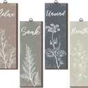 Ripeng 4 Pcs Boho Bathroom Decor Botanical Wall Art Relax Soak Unwind Breathe Sign Rustic Vintage Farmhouse Minimalist Wooden Signs for Home Restroom Decorations 11.8 x 4 Inch