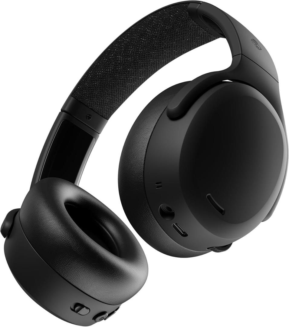 Skullcandy Crusher ANC 2 Wireless Over-Ear Bluetooth Headphones with Multi-Sensory Bass, Active Noise Cancelling, Up to 60 Hours Battery, Microphone for iPhone Android - True Black