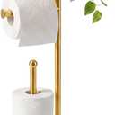 Standing Toilet Paper Holder Gold with 7.9" Big Tray, 2.2Lbs Heavier Marble Base, Freestanding Paper Holder Stand with Phone Shelf, Holds 5 Paper Rolls (Gold)
