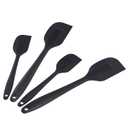 Amazon Basics Non-Stick Heat Resistant Silicone Spatula Set, Dishwasher Safe, BPA Free, Food Grade, 2 Small & 2 Large, Black, Pack of 4