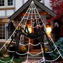 276" Halloween Spider Web 59" Giant Spider Decorations 20 Fake Spiders with Triangular Huge Spiders Web for Yard Lawn Garden Patio Scary Outside Decor-Indoor Haunted House Prop Party Halloween Decor