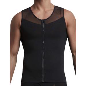 Compression Shirts for Men Body Shaper Slimming Shirts Shapewear with Zipper (Medium, Black)