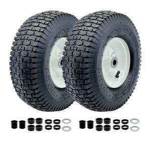 2-Pack 13x5.00-6 Front Tire and Wheel Assembly For Riding Lawnmower with 3"-6"Centered Hub,3/4'' or 5/8''Sintered iron Bushing.Turf Tread. (13 x 5.00-6 Tube Type,Turf Tread)