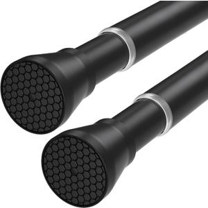 Black Tension Rods 28-48 Inch 2 Pack Spring Adjustable Curtain Rods for Bathroom, Doorway, Door