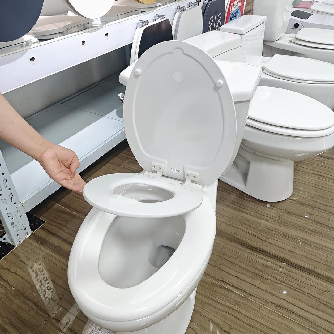 American Standard Elongated Toilet Seat with Toddler Seat, Soft Close, 2 in 1 Seat, White, Great for Adults and Child