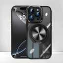 Magnetic Case for iPhone 16 Pro with 360Rotating Hidden Metal Kickstand Compatible with MagSafe Full Camera Protection Shockproof Phone Case for iPhone 16Pro 6.3" -Elegant Black