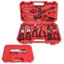 BETOOLL 9pc Hose Clamp Pliers, Professional Automotive with Flexible Wire Long Reach, Clic R Type Swivel Jaw and Flat Band Pliers for Coolant Radiator Heater/ Water Hose (Red/ Black)