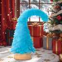 Crooked Sea Glass Christmas Tree with LED Lights - Handcrafted Whimsical Mini Blue Christmas Tree, Ideal for Christmas, New Year, Coastal Holiday Decor & Gifts, Versatile Home Decor (10in)