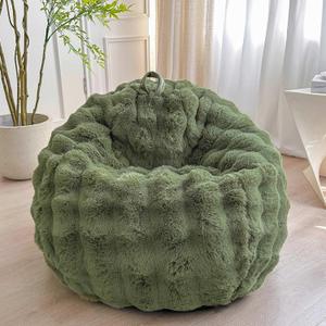 LIFEREVO Fluffy Faux Rabbit Fur Bean Bag Cover (No Filler), Soft Fuzzy Stuffed Animal Storage Bubble Moss Bean Bag Chair for Plush Toys, Cute Shaggy Furry Beanbag Cover Kids Girls Adults, Sage Green (Large(38"x38"x40"))