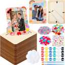 Picture Frame Painting Craft Kit,24 Pack Unfinished Wooden Picture Frames 4 x 6 Inch with Pearl Resin Diamond and Foam Stickers for DIY Paint and Decorate Craft Birthday Wedding Gifts