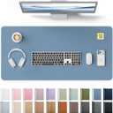 YSAGi Leather Desk Protector, Office Mat, Large Mouse Pad, Non-Slip PU Leather Blotter, Laptop Desk, Waterproof Writing Pad for Office and Home (Blue, 31.5" x 15.8")