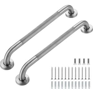 Grab Bars for Shower, 2 Pack 18-Inch Anti Slip Shower Handles for Elderly, Safety Shower Grab Bar, Stainless Steel Handicap Grab Bars for Bathroom,Toilet (Brushed Nickel, 1" Diameter)