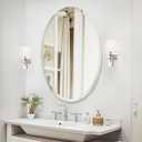 20x28 Inch Frameless Oval Bathroom Mirror, Bathroom Mirror for Over Sink, Beveled and Polished, Decorative Wall Mirror for Bathroom, Bedroom, Vanity, Entryway, Modern & Elegant Look (Silver 1 Pack)