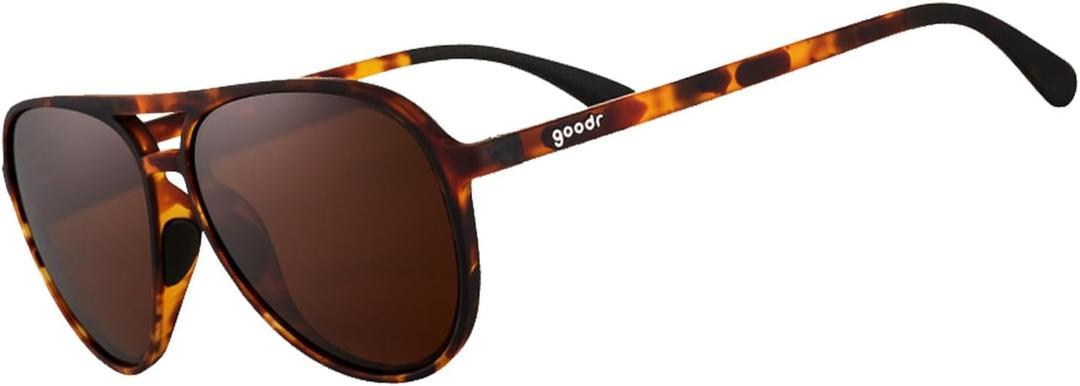 goodr Amelia Earhart Ghosted Me Polarized Aviator Sunglasses for Men & Women, Large Sized (Mach G), Brown Translucent Frames with Brown Non-Reflective Lenses, UV400 Protection, No Slip, No Bounce