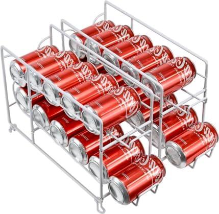 SUFAUY Beverage Can Dispneser Organizer, Stackable Shelves for Storage for Pantry, White - 2 Pack (16.5"L X 5.8"D X 9.7")