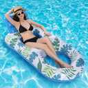 Inflatable Pool Floats Adult Lounger, 67" X 35" Giant Pool Floaties Lounge heavy duty with Cup Holders Foot Rest Raft Extra Large Lake Floats Adult Size Water Lounger Oversized Floating Lounge