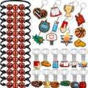 Henoyso 72 Pieces Basketball Birthday Party Favors Set Basketball Keychains Bulk with Adjustable Bracelets Sports Themed Charm Key Chains Bracelets Gifts for Sports Birthday Party Supplies