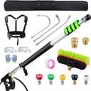 TOR 24 FT Telescoping Pressure Washer Wand with Pressure Washer Extension Wand,Gutter Cleaner Attachment, Pressure Washer Telescoping Wand with 5 Spray Nozzle Tips, 2 Hose Inlet Adapters, Brush Head