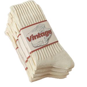 DAUCO 4 Pairs Natural 98% Cotton Socks for Women & Men Crew Seamless Cozy Fall Socks Breathable Unisex Slouchy Socks (10-13)