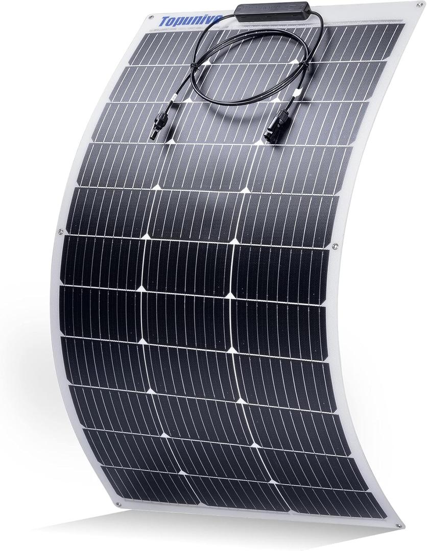 100W 12V Flexible Solar Panel 9BB Monocrystalline Cell 12 Volt Semi-Flexible for Marine RV Trailer Boat Cabin Van Car Uneven Surfaces 12V Battery Charge