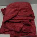 Super Soft Flannel Throw Blanket 50x60 Inches, Premium Checkered Jacquaed Silky Fleece Lightweight Bed Blanket All Season Use, Burgundy Strip, 50"x60"