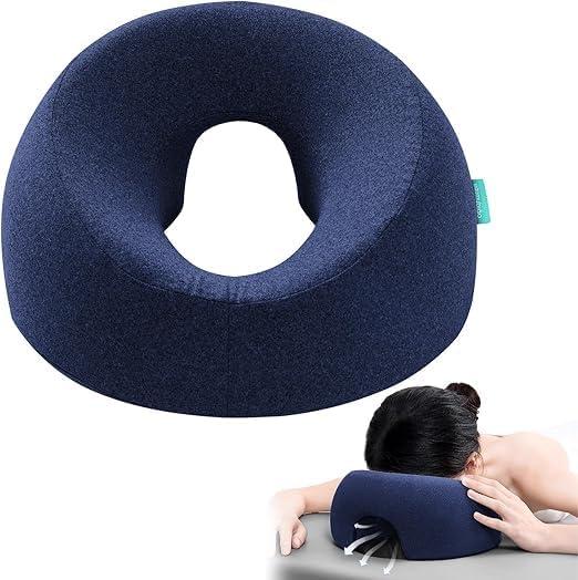 Face Down Pillow, Massage Headrest for Bed, Massage Face Cradle for Bed, BBL Pillow After Surgery Post Eye Surgery Vitrectomy Recovery (Navy Pro)
