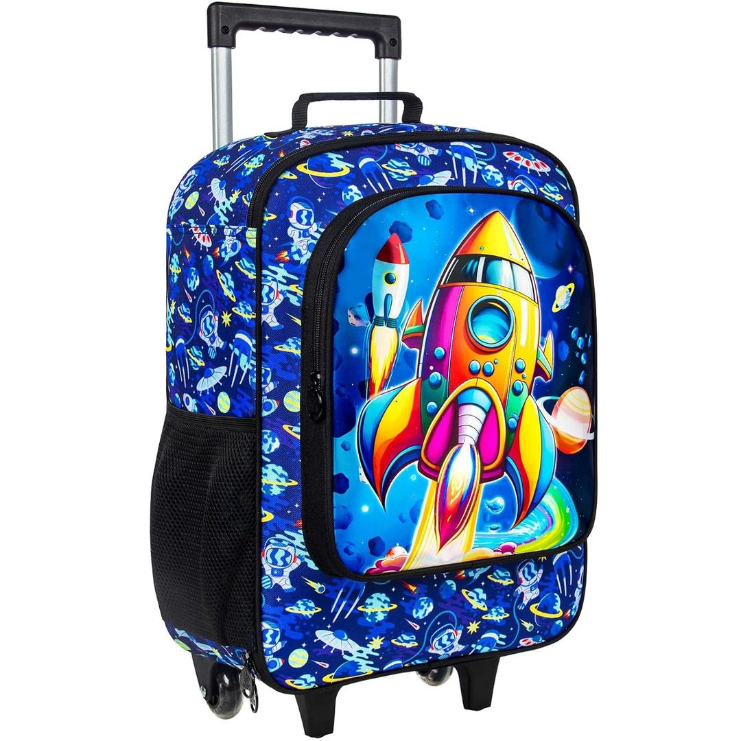 Kids Suitcase for Boys, Rockets Rolling Luggage with WheelsTravel Carry on for Children Toddler Elementary (New UV Printing Rockets Luggage)