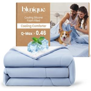 Cooling Silicone Foam Filled Cooling Comforter,Cooling Blanket for Hot Sleeper,Twin Size Summer Ice Comforter,All-Season Lightweight Bedding,Keep Cooling&Breathable All Night(60"x88") (Z-aqua Blue/White Upgrated Verson)