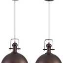 12 Inch Oil Rubbed Bronze Farmhouse Pendant Lights Large Pendant Lights for Kitchen Island Industrial Adjustable Height Vintage Big Dome Hanging Light Fixtures for Barn, Dining Room 2 Packs