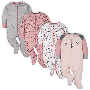 Gerber Baby Girls 3 Pack Sleep 'N Play Footie Bear Pink 6-9 Months