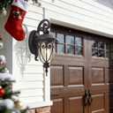 Outdoor Wall Light with Dusk to Dawn Sensor, 18 Inch Exterior Wall Lantern Fixture for House, Bronze Outside Porch Lighting with Clear Seeded Glass for Garage Front Door, Aluminium, 18in Wall Mount x 1
