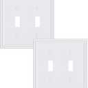 2-Pack Double Toggle Light Switch Cover Plate, Durable Solid Zinc Alloy Decorative Dual Switch Plate Covers, Pure White 2 Gang Wall Plate, Corrosion Resistant