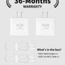 2 x iPhone 17 16 Charger, 45W USB C Charger Block & 100W USB-C Cable (2-Pack), PD3.0/PPS Fast Charging for iPhone 17 Air/16/15 Plus Pro Max, Galaxy, iPad, MacBook,Pixel, ETL-Certified,Ultra-Compact Design