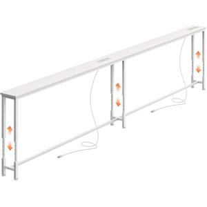 Huuger 102.4 Inch Sofa Table with Power Outlets, 23.9’’-34.4’’ Height Adjustable Range, Behind Couch Table with USB-C Ports, Sofa Tables Narrow Long, Skinny Console Table, for Small Spaces, White