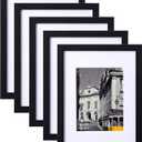 eletecpro 9x12 Picture Frames Set of 5, Gallery wall frame Display 6x8 Photo with Mat or 9x12 without Mat, Picture Frame Collage Wall Decor for Tabletop or Wall Mounting, Black