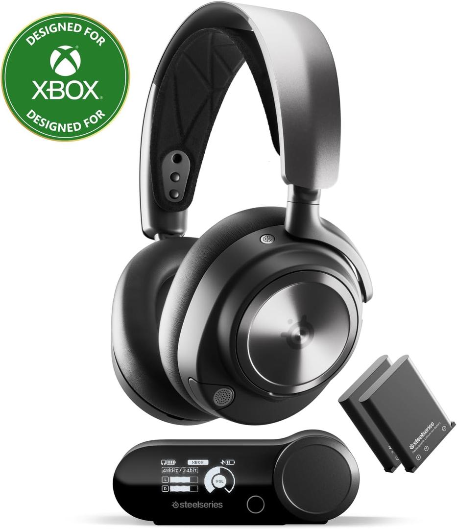 SteelSeries Arctis Nova Pro Wireless Xbox Multi-System Gaming Headset - Premium Hi-Fi Drivers - Active Noise Cancellation Infinity Power System - Stealth Mic - Xbox, PC, PS5, PS4, Switch, Mobile (Black)