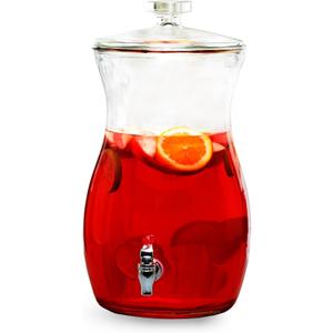 Style Setter Glass Beverage Dispenser for Countertop - 2.7 Gallon Large Glass Drink Dispenser w/Spigot & Lid - Party Drink Dispenser for Sweet Tea Lemonade Punch Water, Juice Dispensers for Parties