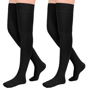 2Pairs Ktinnead 20-30mmHg Thigh High Compression Stockings for Women, Thigh High Compression Socks, Medical Compression Stockings for Pregnant, Teacher, Doctor, Varicose Veins, Swelling, lymphedema, Size S