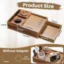 Acacia Wood Couch Cup Holder, 7-in-1 Couch Caddy Tray, Sofa Side Table with Push-Pull Drawer to Organize and Store Small Objects, 360Swivel Phone Holder, for Drinks, Cups, Snacks, Remote