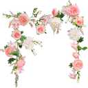 Blush Peony Flowers, OrgMemory Rose Flower Vine, Light Pink Flower Garland, 6' Floral Garland for Wedding Decor Home Table Runner Mantle Decoration