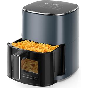 Air Fryer, 6-Quart with Viewing Window, 12-in-1 Functions - Air Fry, Roast, Reheat, Dehydrate, Bake, Steam, and More, 400F Max Temperature (Grey)