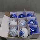 SHareconn 100MM/ 4 Inch 9PCS Large Christmas Balls Ornaments, Shatterproof Plastic Hanging Big Baubles Set for Xmas Tree Decoration Holiday Party Wedding Decorations with Hook, Blue and White