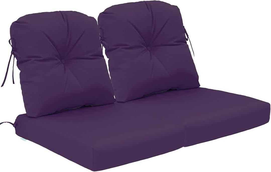 QILLOWAY Outdoor Chair Cushion Set with Strings,Replacement Outdoor Cushions for Patio Furniture.(Purple)-Sets of 2