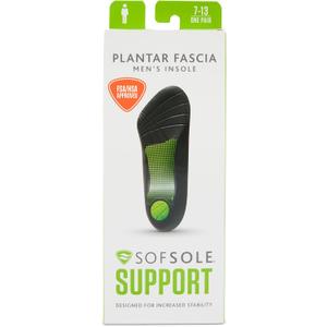 Sof Sole Insoles Men's PLANTAR FASCIA Support 3/4 Length Gel Shoe Insert