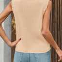 Saodimallsu Womens Summer Cropped Sweater Vest Sleeveless Button Ribbed Knit Crew Neck Cardigan Vests Top with Pockets (Beige)